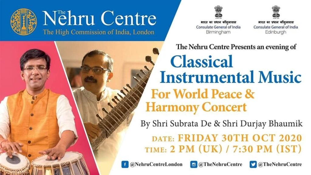 World Peace and Harmony Concert on Friday 30th October ,2020 from 7.30 pm