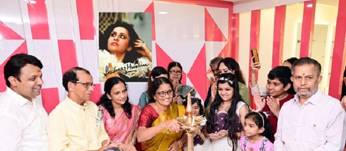 Lighting of the lamp at new launched Shahnaz Husain Signature Salon in Kasaragod, Kerala