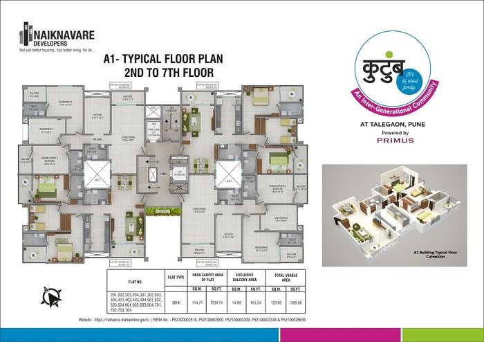 A1 - Apartment Plan - Typical Floor plan (2nd to 07th Floor)